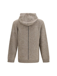 Giorgio Armani Men Alpaca-Knit Hooded Sweatshirt With Contrasting Trims