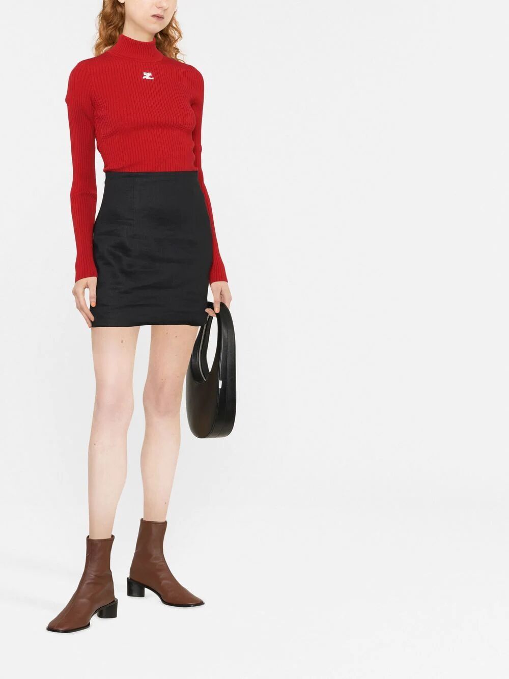 COURREGES Courreges Women Re-Edition Rib Knit Mockneck Sweater
