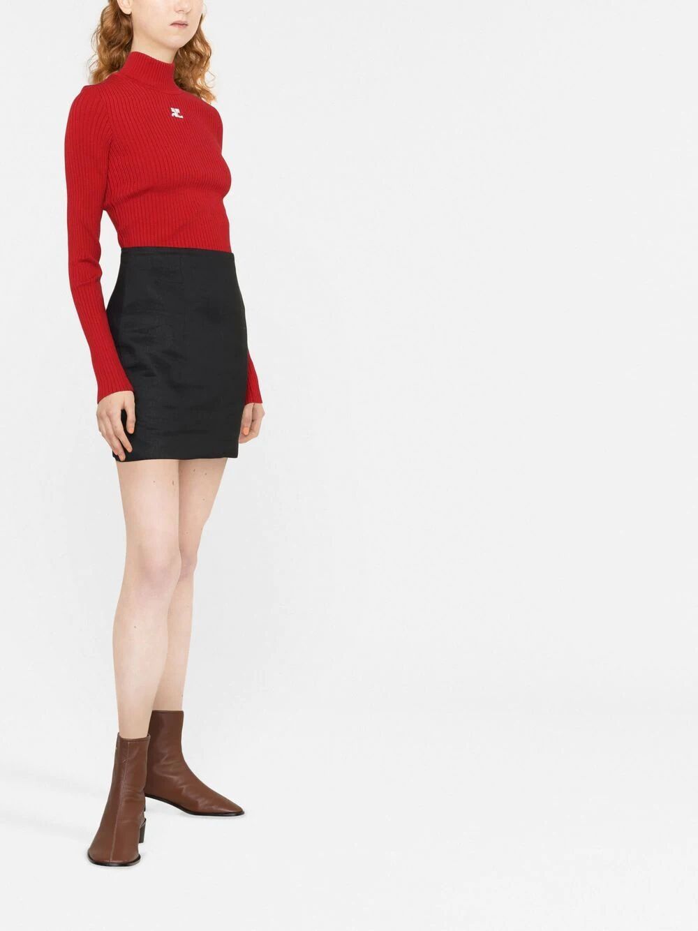 COURREGES Courreges Women Re-Edition Rib Knit Mockneck Sweater
