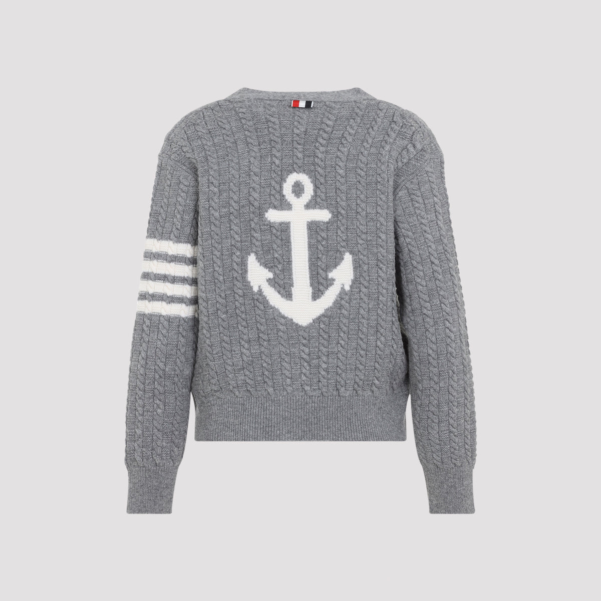 Thom Browne Anchor Intersia Cable Stitsh V Neck Cardigan Women
