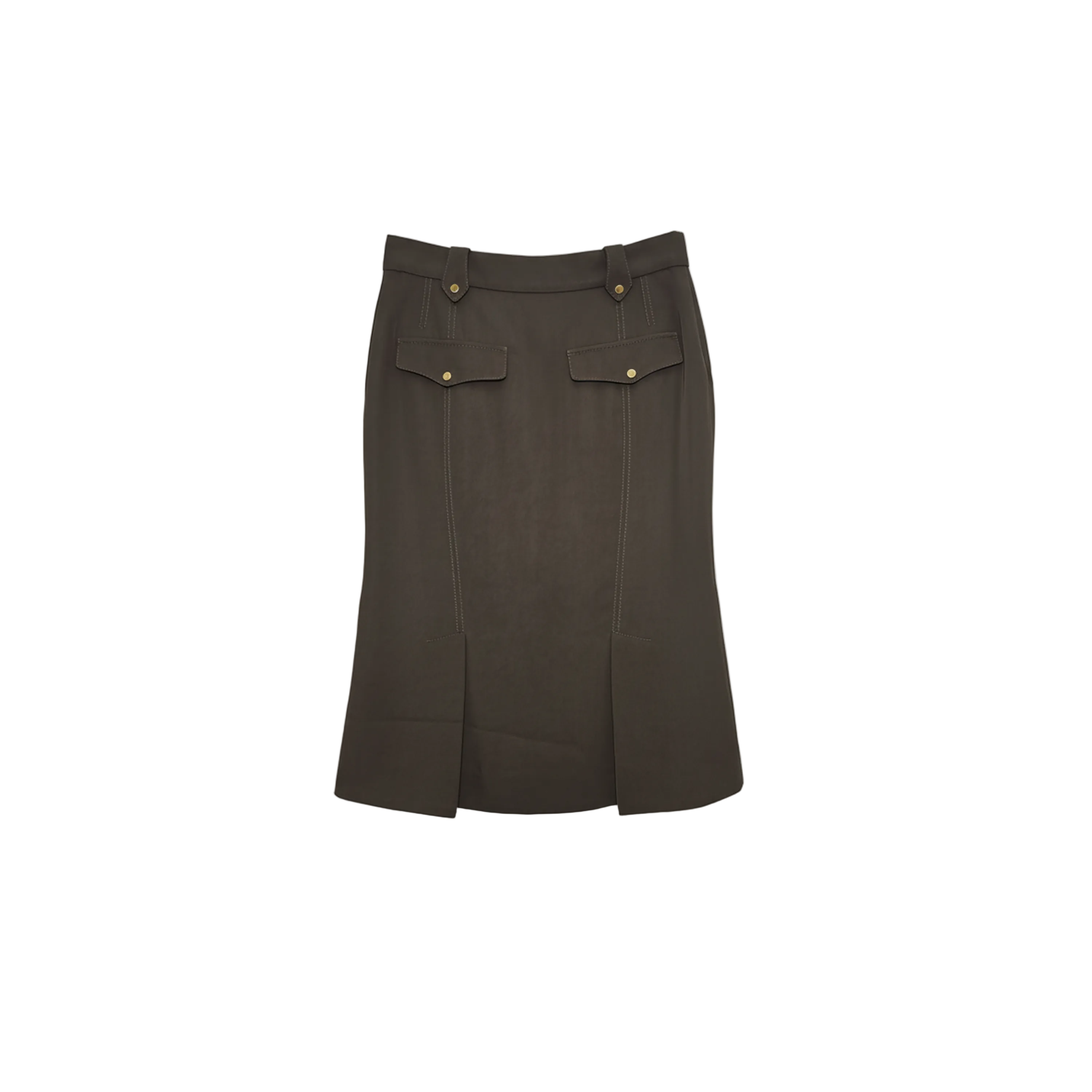 Tom Ford Cotton Twill Flap Pocket Midi Skirt