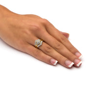 PalmBeach Jewelry 10K Yellow Gold Round Genuine Diamond Bridal Ring Set (1/5 cttw, I Color, I3 Clarity) Sizes 5-10