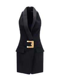 Balmain Women Grain De Poudre Belted Dress