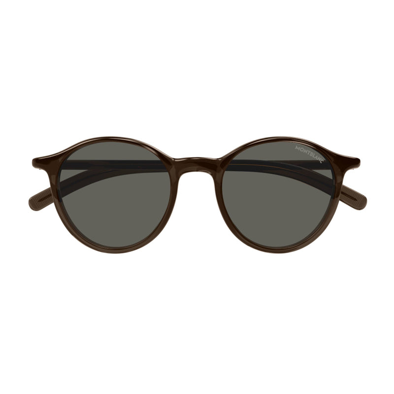 Montblanc Sunglasses Round Full Rim, Shiny Brown Frame and Grey Lens MB0324S002
