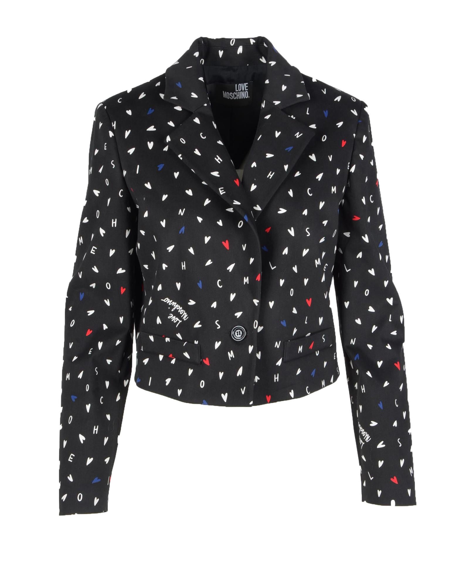 Love Moschino Women's Cropped Printed Blazer 4 Black
