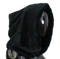 Dolce & Gabbana Green Weasel Fur Crochet Hood Scarf Women's Hat