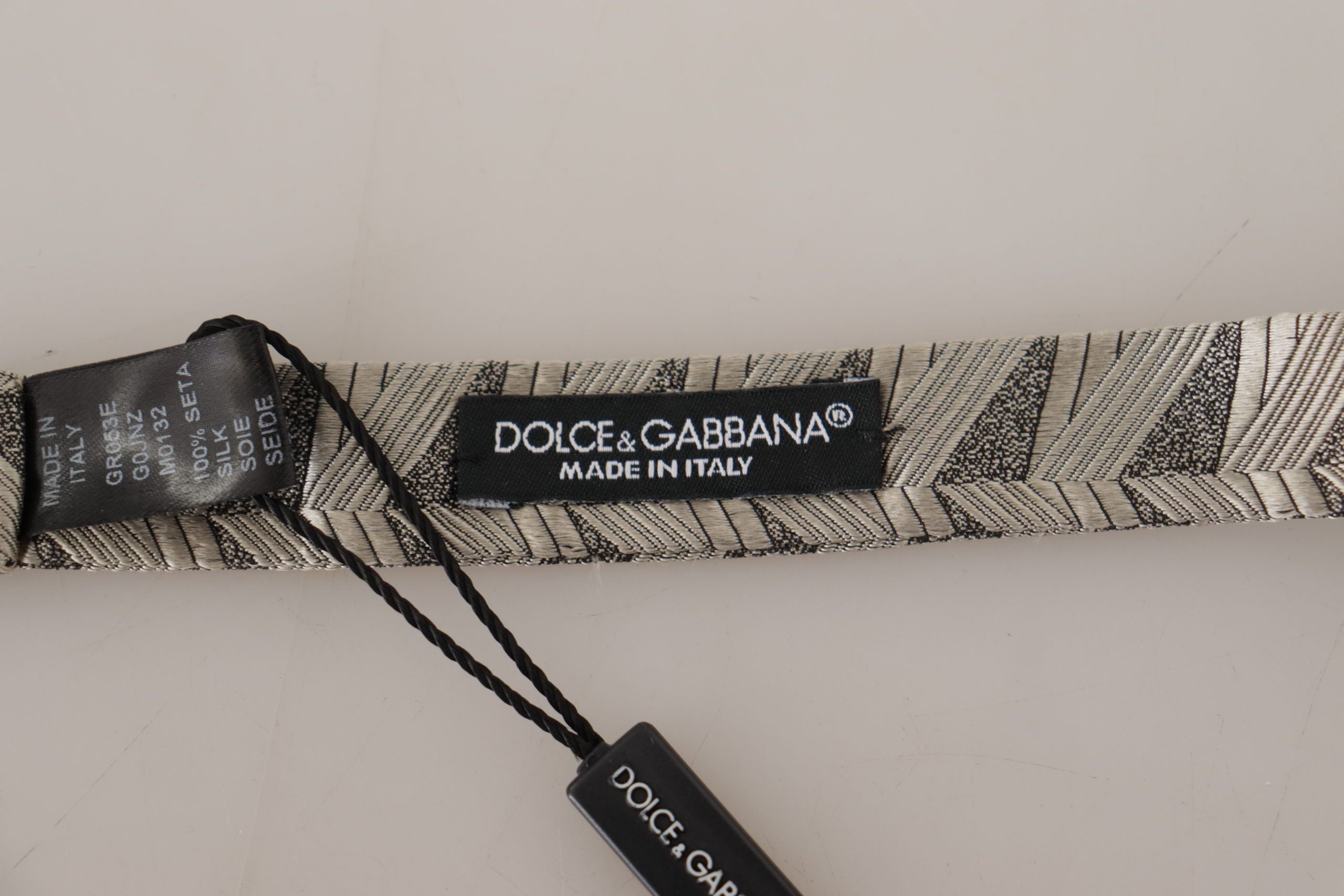 Dolce & Gabbana Dolce & Gabbana Gray 100% Silk Adjustable Neck Papillon Bow Men's Tie