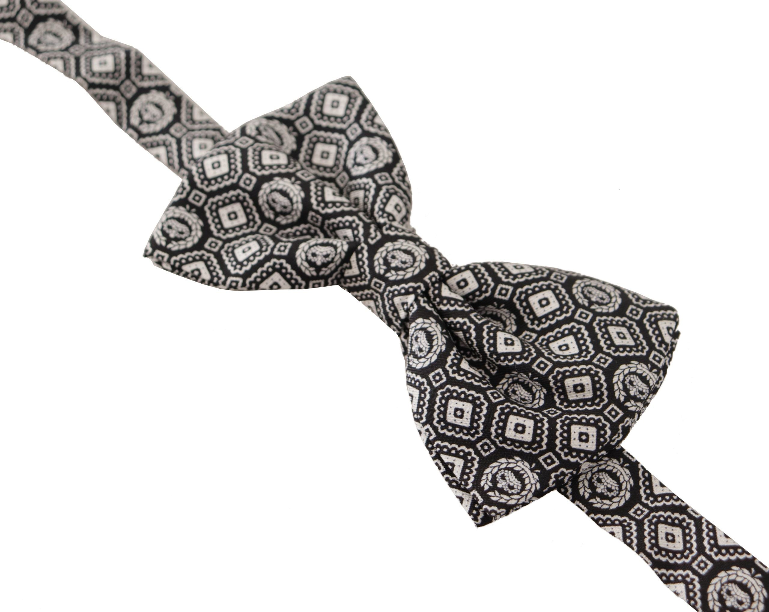 Dolce & Gabbana Dolce & Gabbana Black white 100% Silk Adjustable Neck Papillon Men's Tie