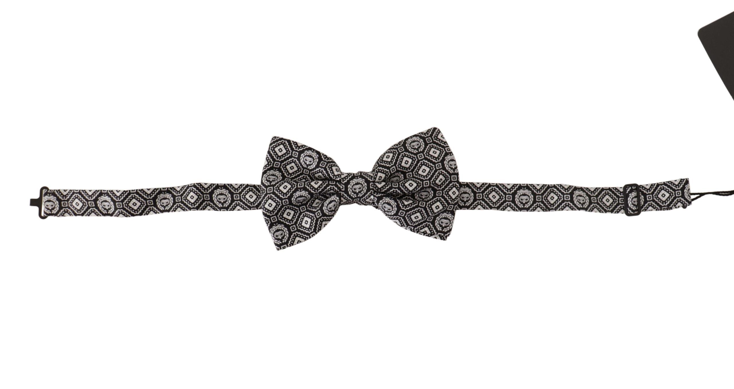 Dolce & Gabbana Dolce & Gabbana Black white 100% Silk Adjustable Neck Papillon Men's Tie