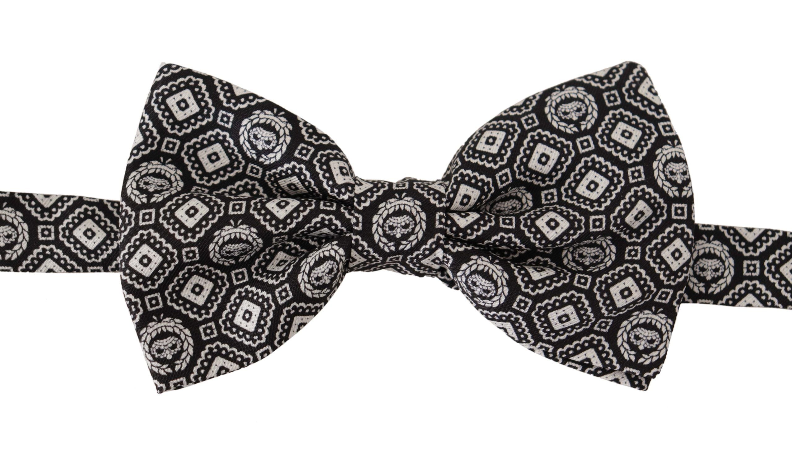 Dolce & Gabbana Dolce & Gabbana Black white 100% Silk Adjustable Neck Papillon Men's Tie