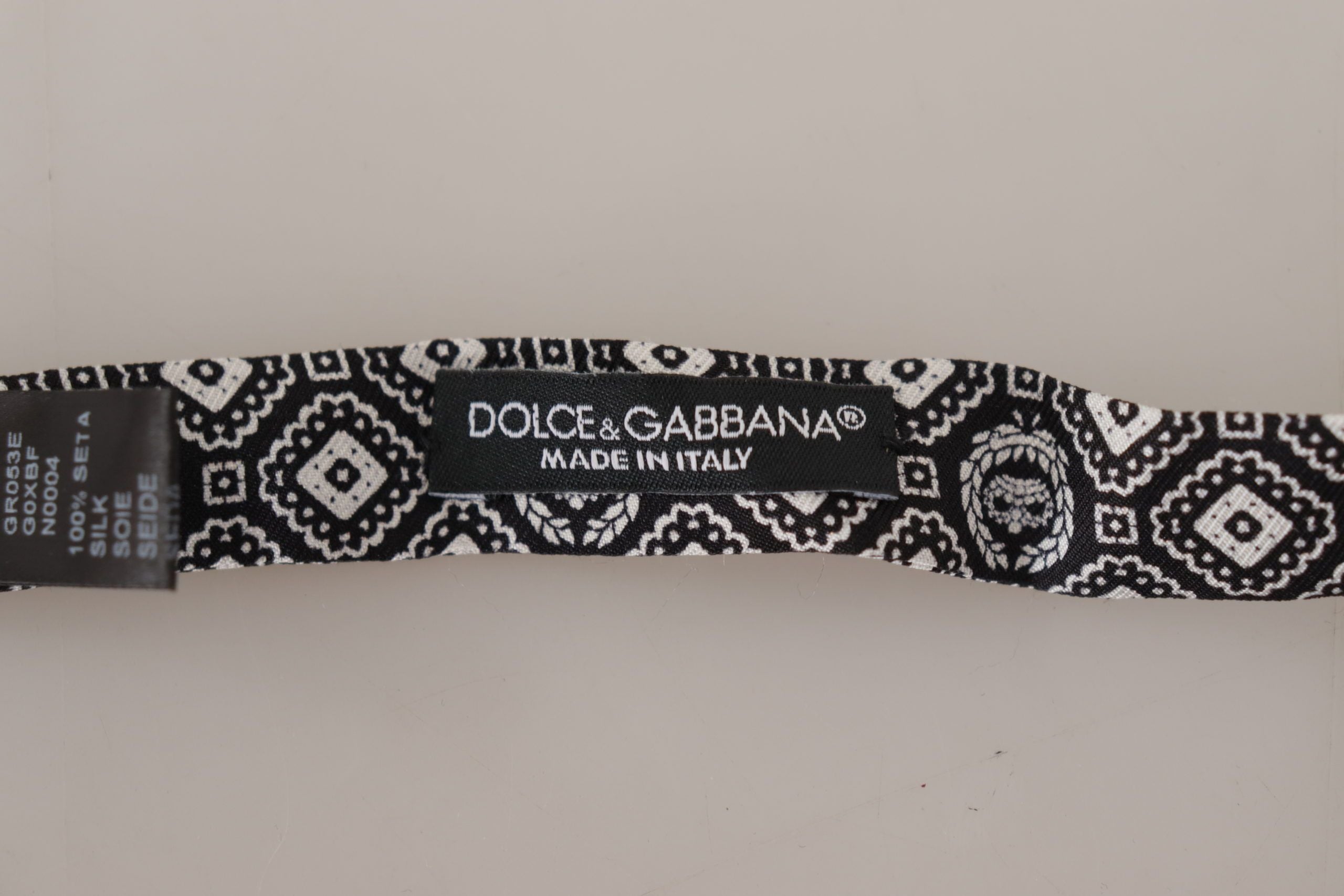 Dolce & Gabbana Dolce & Gabbana Black white 100% Silk Adjustable Neck Papillon Men's Tie