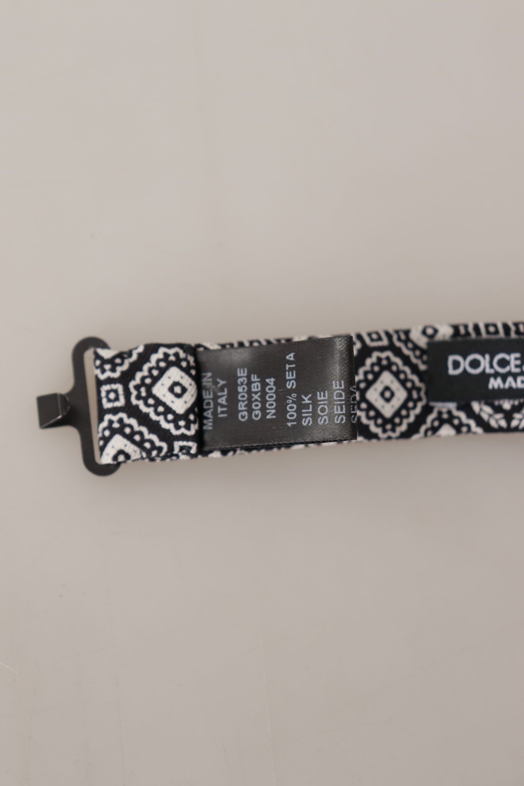 Dolce & Gabbana Dolce & Gabbana Black white 100% Silk Adjustable Neck Papillon Men's Tie