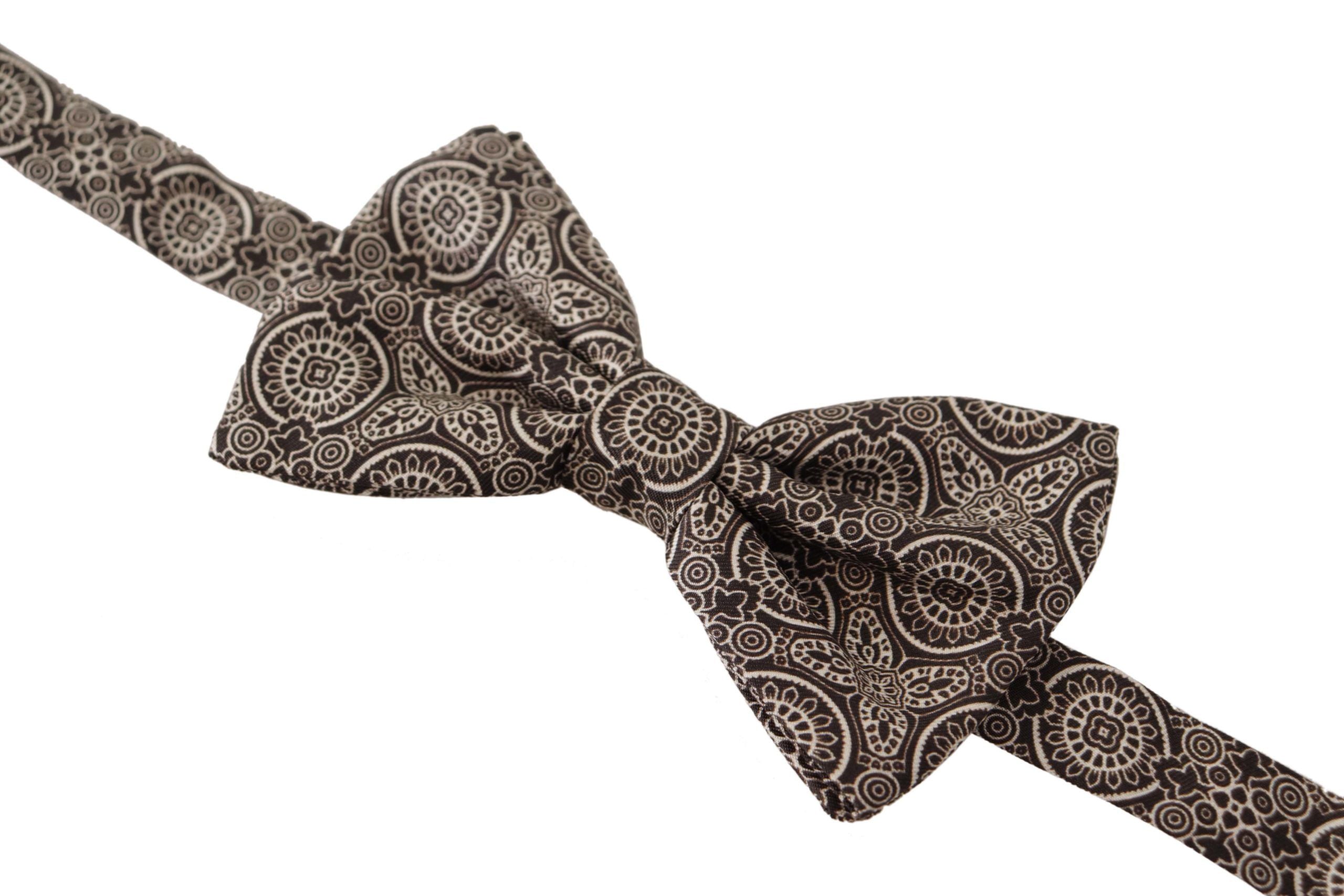 Dolce & Gabbana Dolce & Gabbana Black white 100% Silk Adjustable Neck Papillon Men's Tie