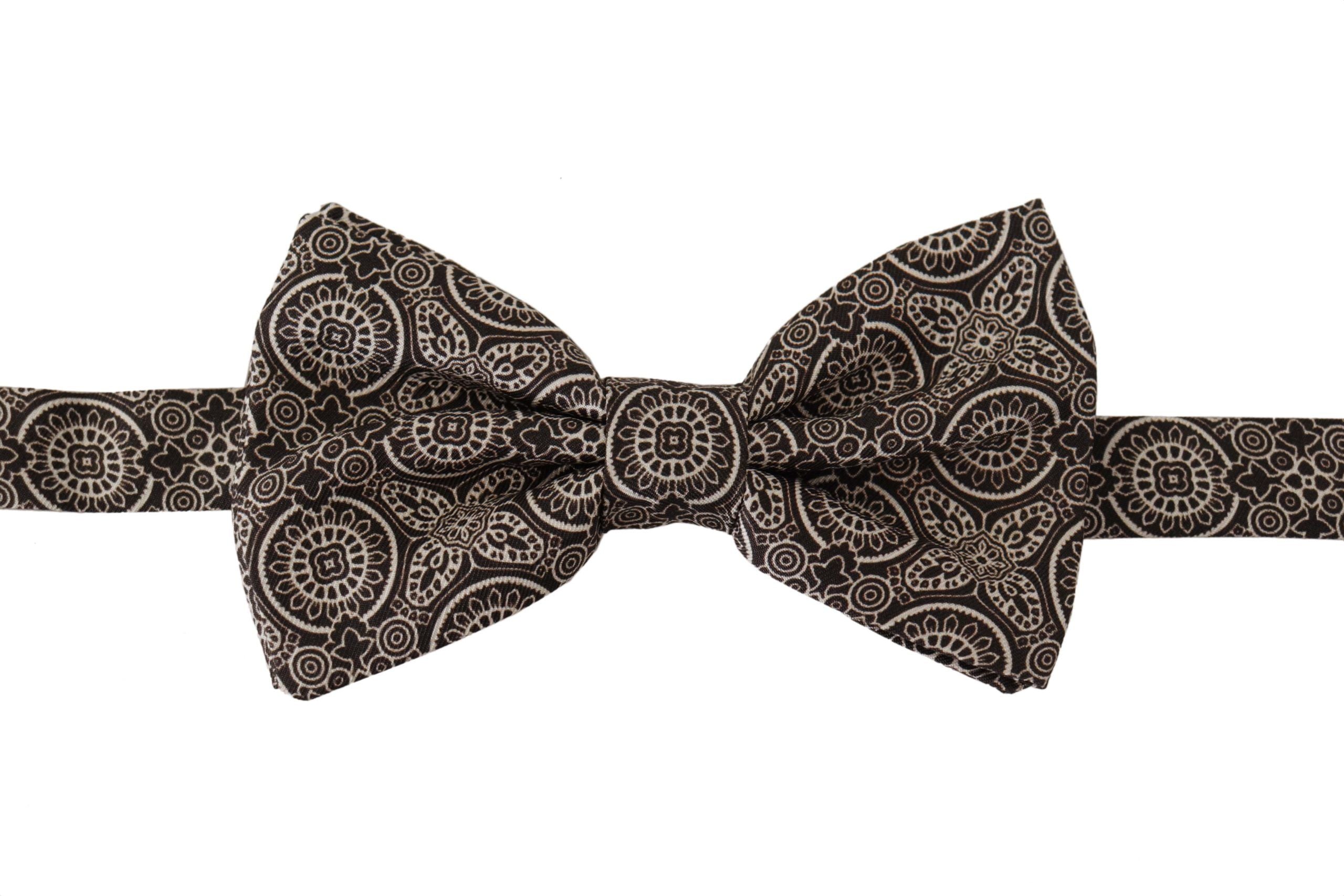 Dolce & Gabbana Dolce & Gabbana Black white 100% Silk Adjustable Neck Papillon Men's Tie