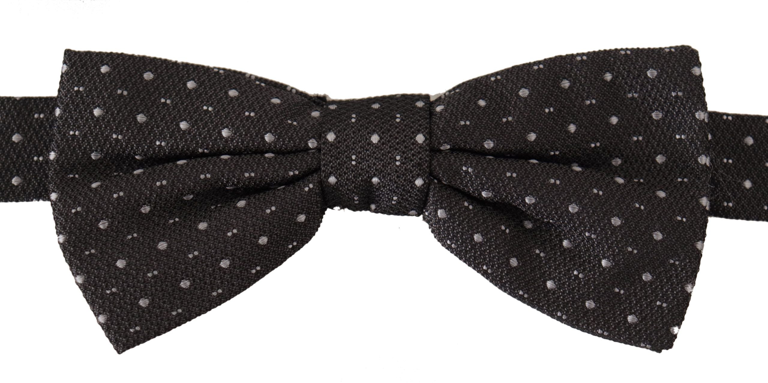 Dolce & Gabbana Dolce & Gabbana Gray Polka Dot 100% Silk Neck Papillon Men's Tie