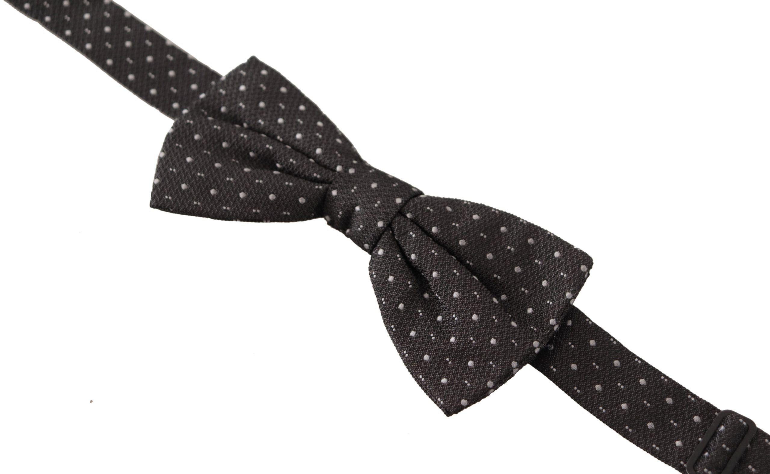 Dolce & Gabbana Dolce & Gabbana Gray Polka Dot 100% Silk Neck Papillon Men's Tie