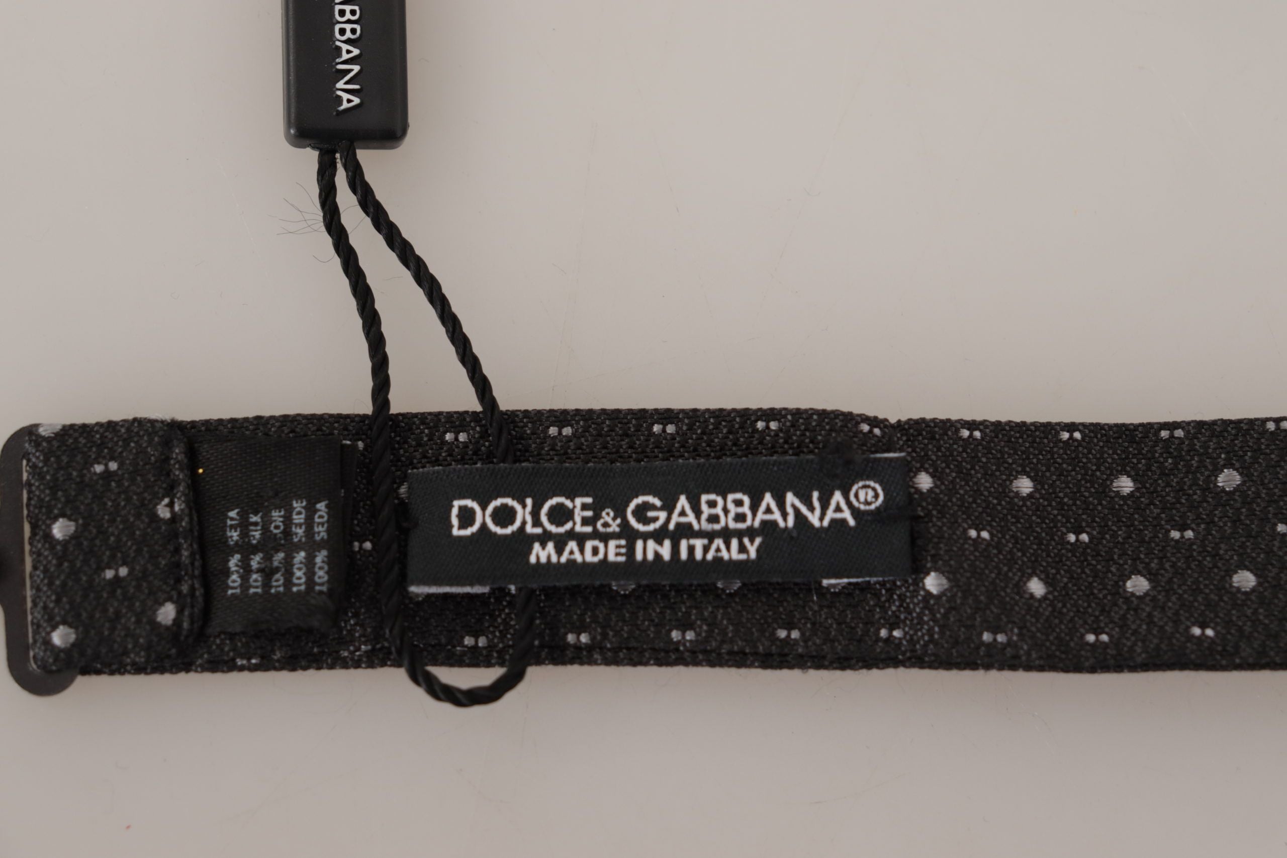 Dolce & Gabbana Dolce & Gabbana Gray Polka Dot 100% Silk Neck Papillon Men's Tie