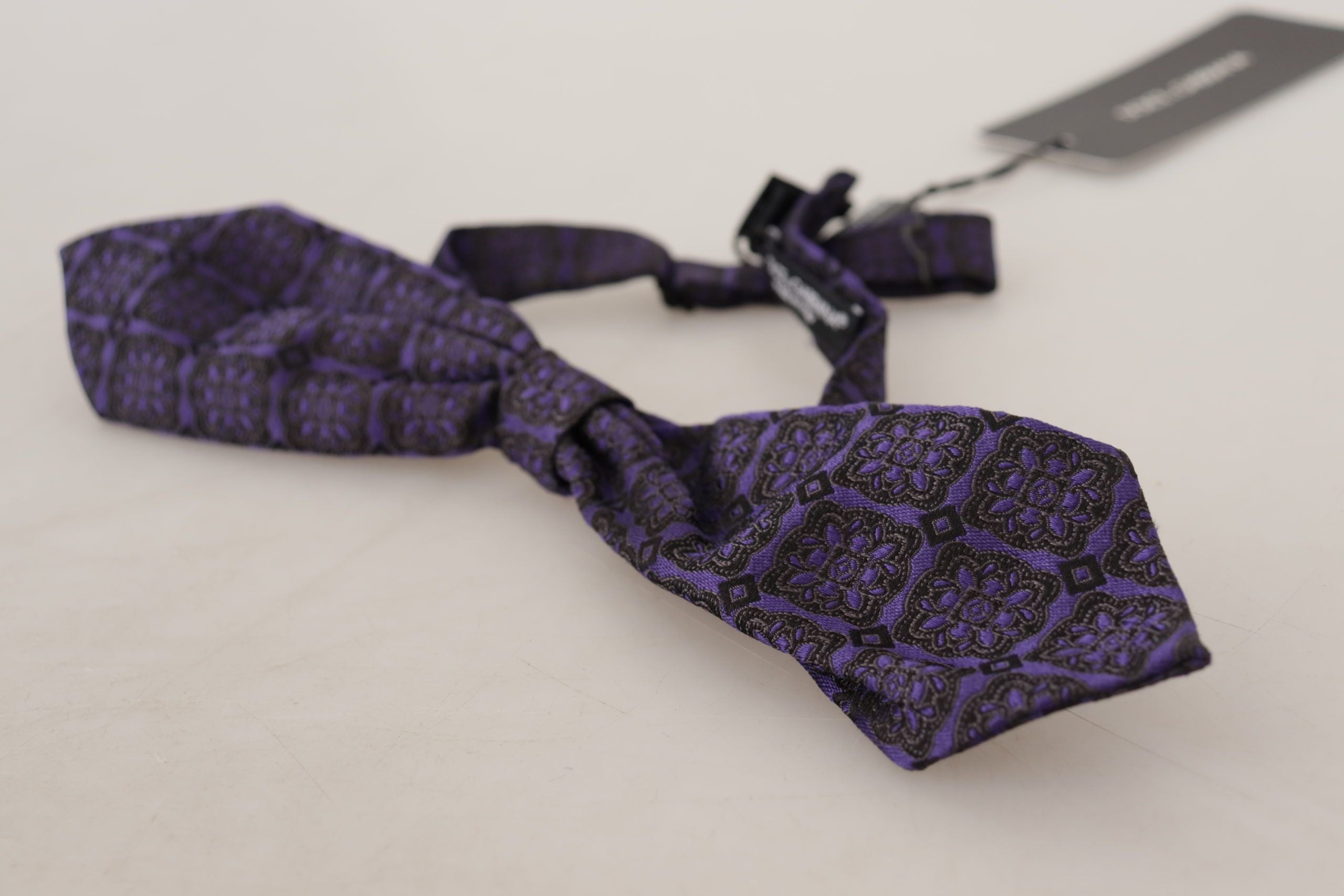 Dolce & Gabbana Dolce & Gabbana Blue Geometric Silk Adjustable Neck Papillon Men's Tie