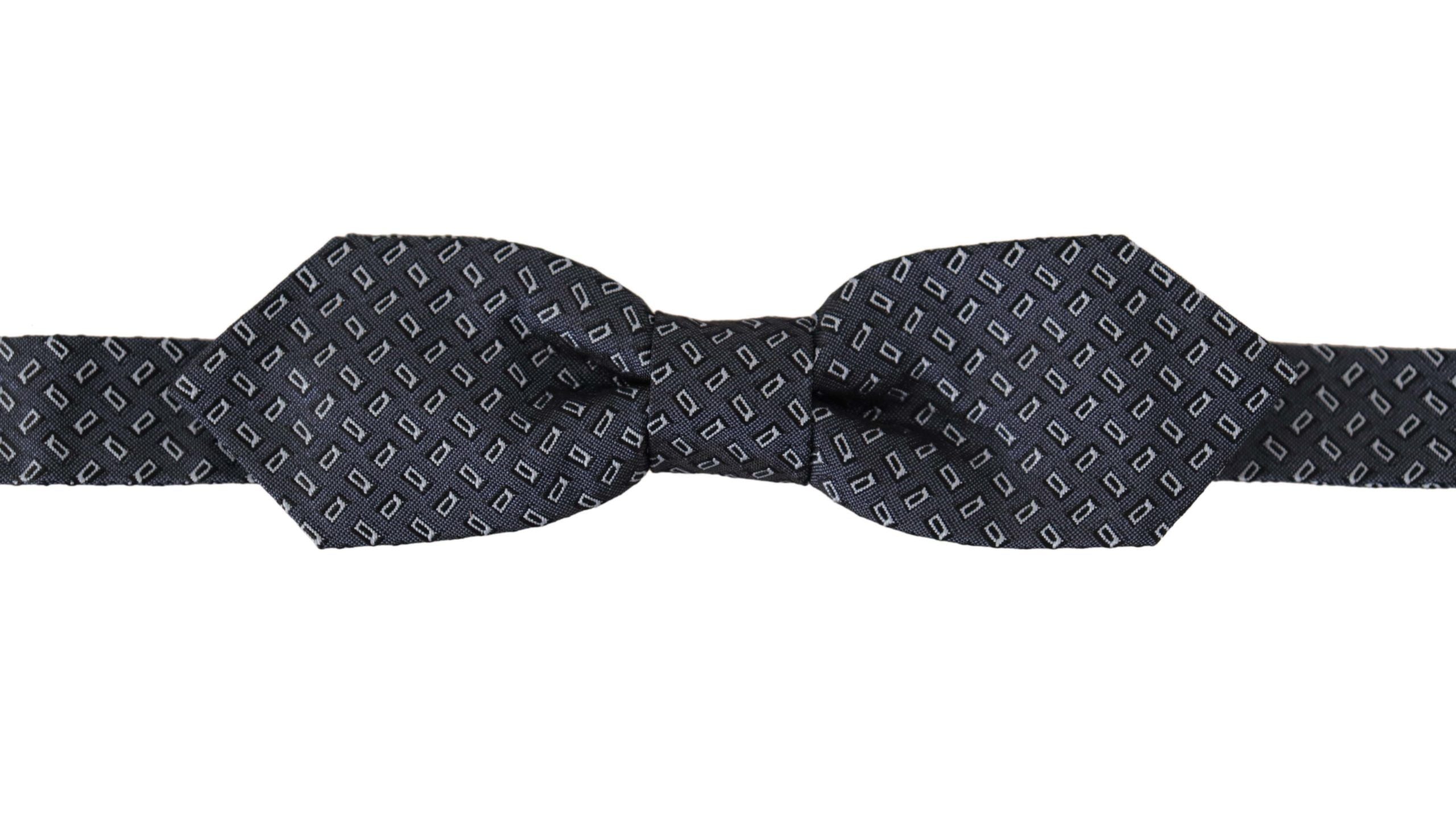 Dolce & Gabbana Dolce & Gabbana Blue Gray Polka Dot 100% Silk Neck Papillon Men's Tie