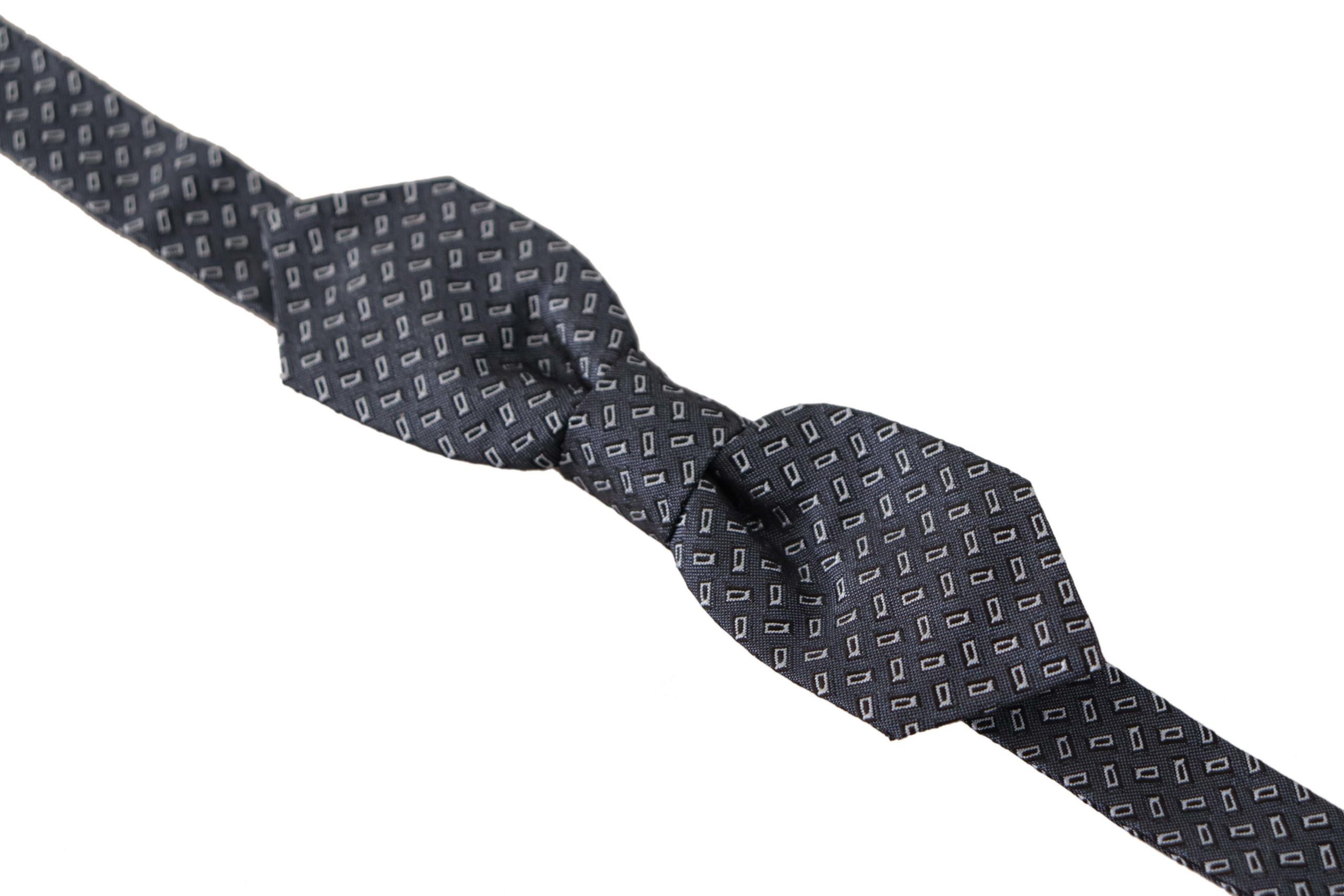 Dolce & Gabbana Dolce & Gabbana Blue Gray Polka Dot 100% Silk Neck Papillon Men's Tie