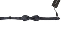 Dolce & Gabbana Dolce & Gabbana Blue Gray Polka Dot 100% Silk Neck Papillon Men's Tie