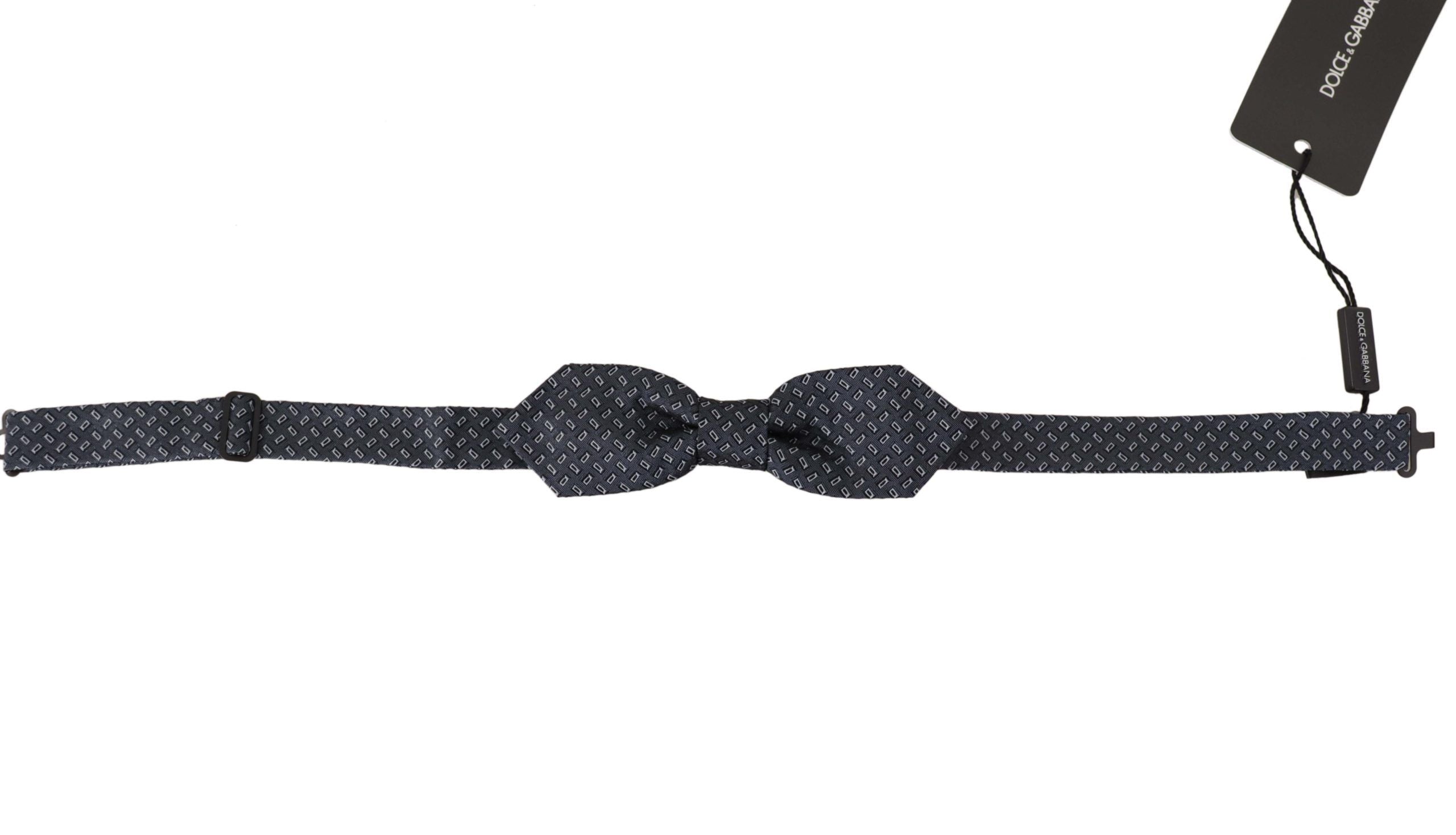 Dolce & Gabbana Dolce & Gabbana Blue Gray Polka Dot 100% Silk Neck Papillon Men's Tie