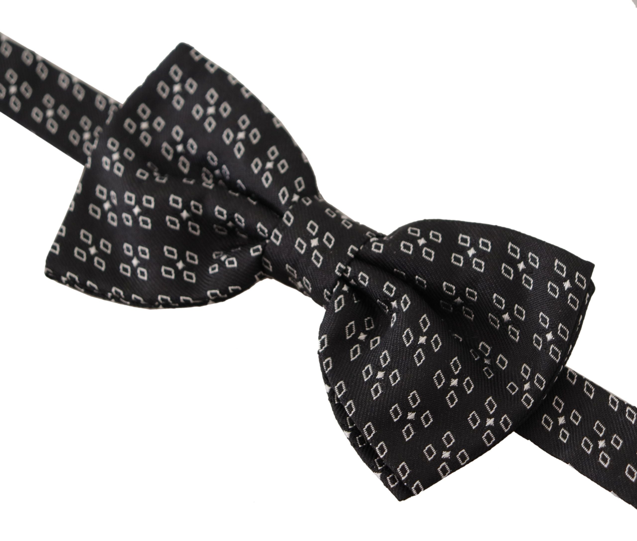 Dolce & Gabbana Dolce & Gabbana Black White Polka Dot 100% Silk Neck Papillon Men's Tie