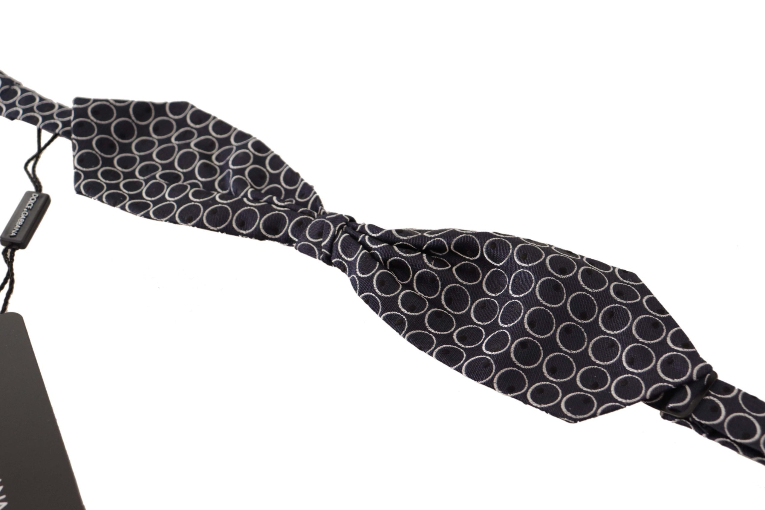 Dolce & Gabbana Dolce & Gabbana Black White Round 100% Silk Neck Papillon  Men's Tie
