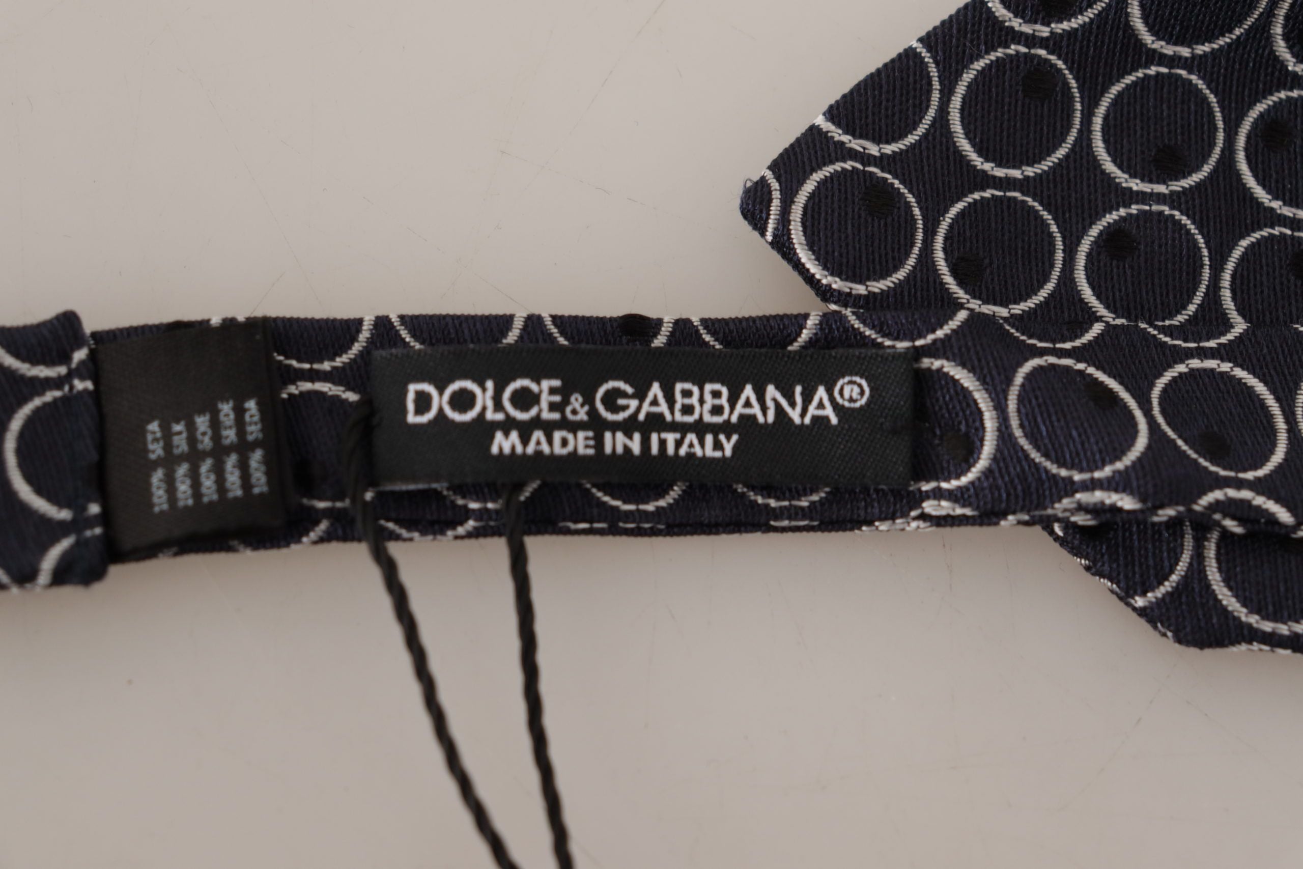 Dolce & Gabbana Dolce & Gabbana Black White Round 100% Silk Neck Papillon  Men's Tie