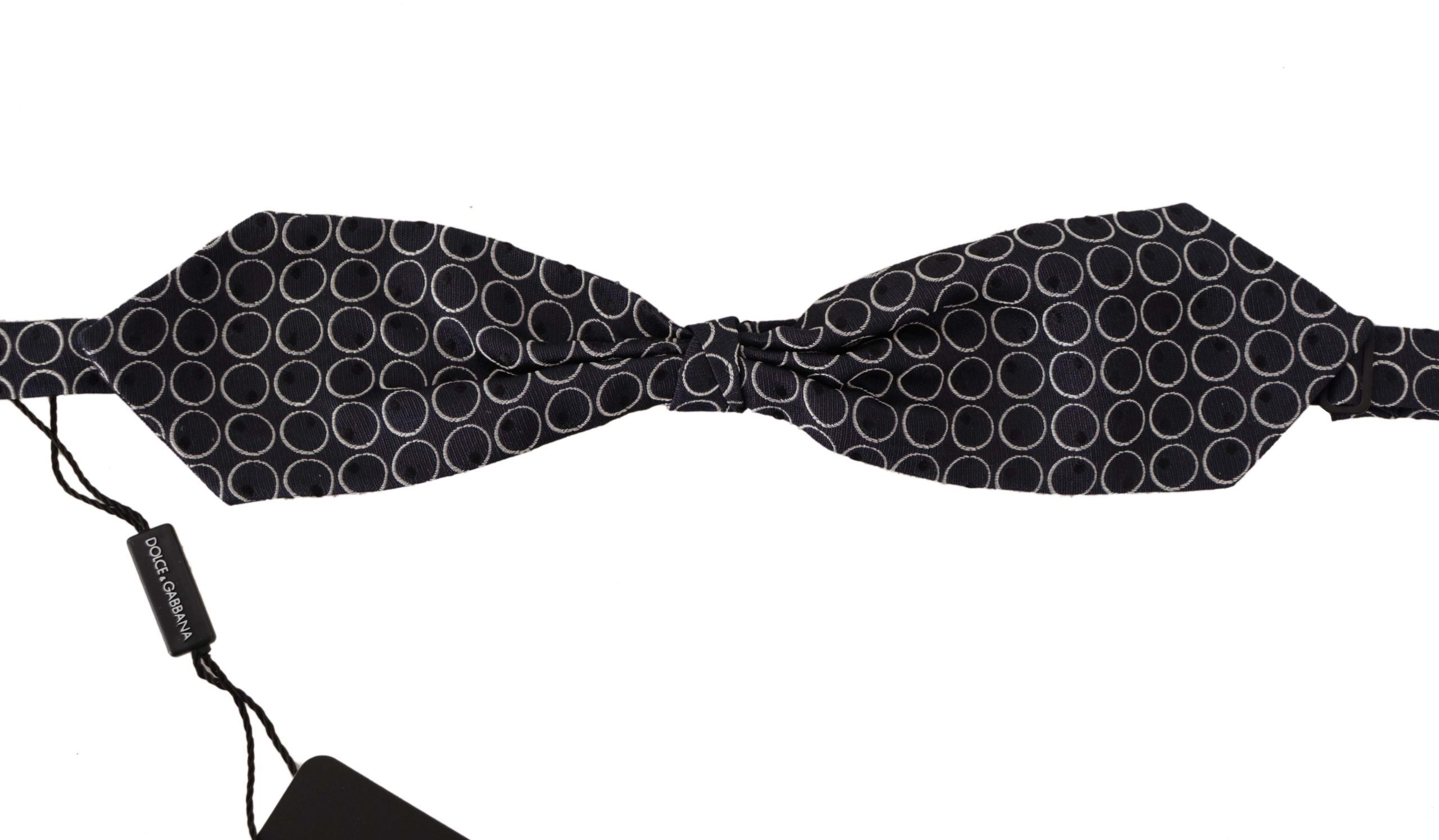 Dolce & Gabbana Dolce & Gabbana Black White Round 100% Silk Neck Papillon  Men's Tie