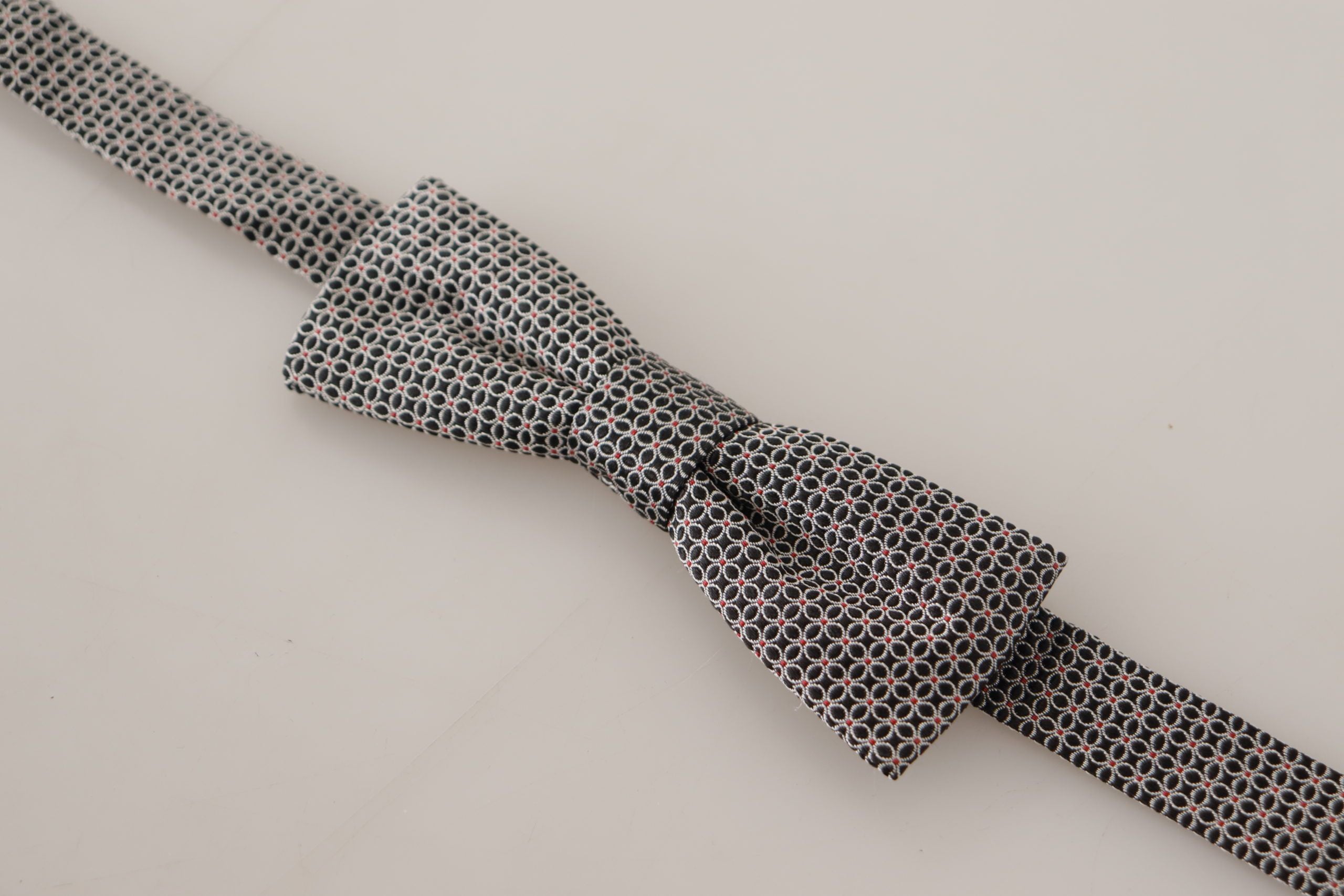 Dolce & Gabbana Dolce & Gabbana Black White Flower Pattern Silk Neck Papillon Men's Tie