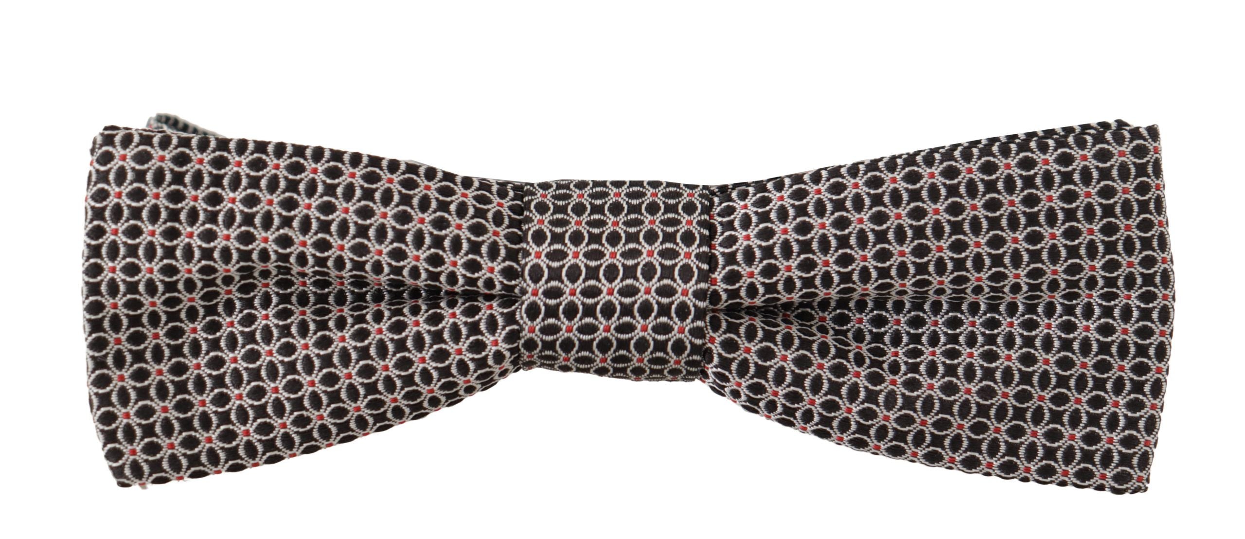 Dolce & Gabbana Dolce & Gabbana Black White Flower Pattern Silk Neck Papillon Men's Tie