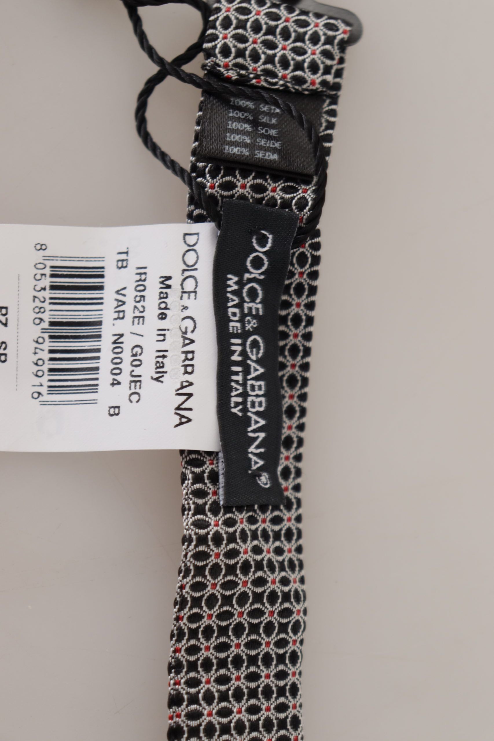 Dolce & Gabbana Dolce & Gabbana Black White Flower Pattern Silk Neck Papillon Men's Tie
