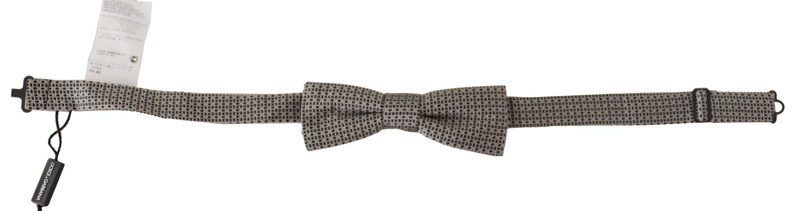 Dolce & Gabbana Dolce & Gabbana Black White Flower Pattern Silk Neck Papillon Men's Tie