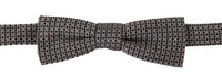 Dolce & Gabbana Dolce & Gabbana Black White Flower Pattern Silk Neck Papillon Men's Tie