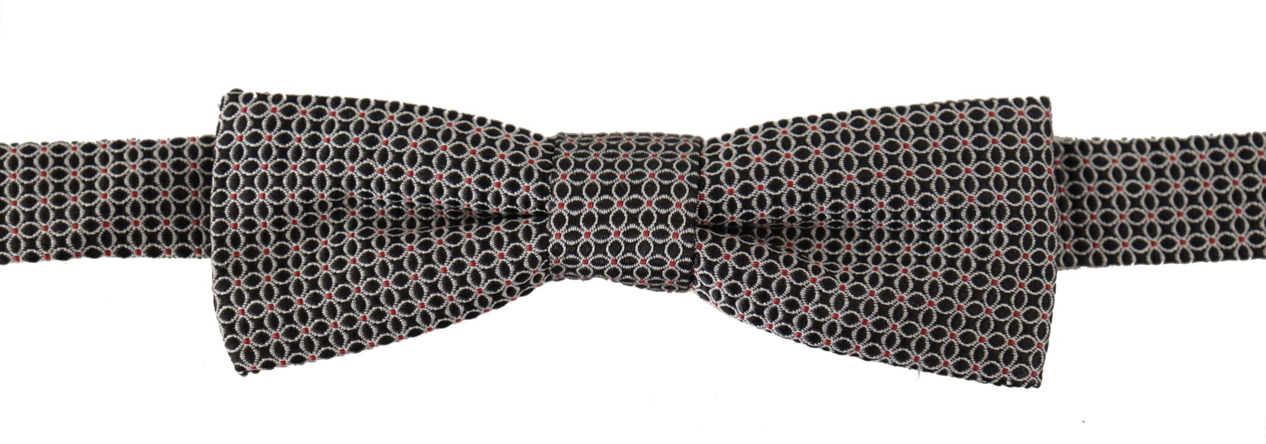 Dolce & Gabbana Dolce & Gabbana Black White Flower Pattern Silk Neck Papillon Men's Tie