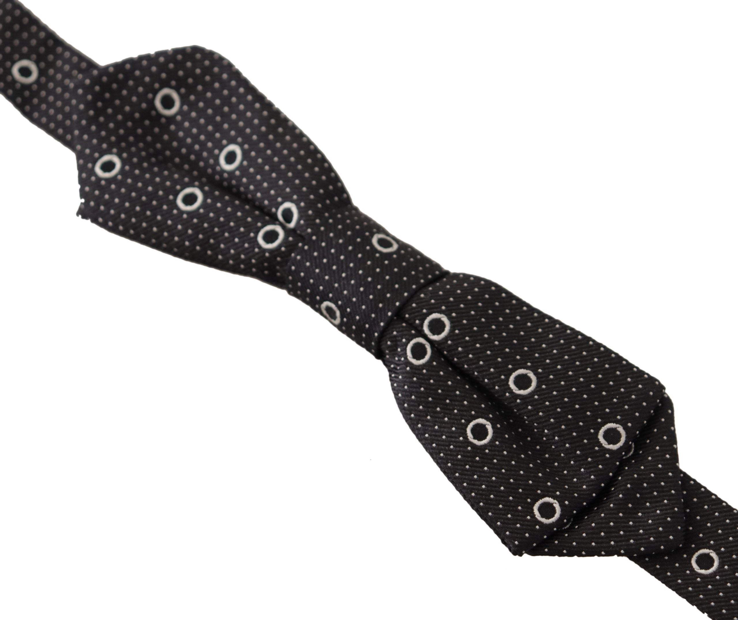 Dolce & Gabbana Dolce & Gabbana Black White Polka Dot 100% Silk Neck Papillon Men's Tie