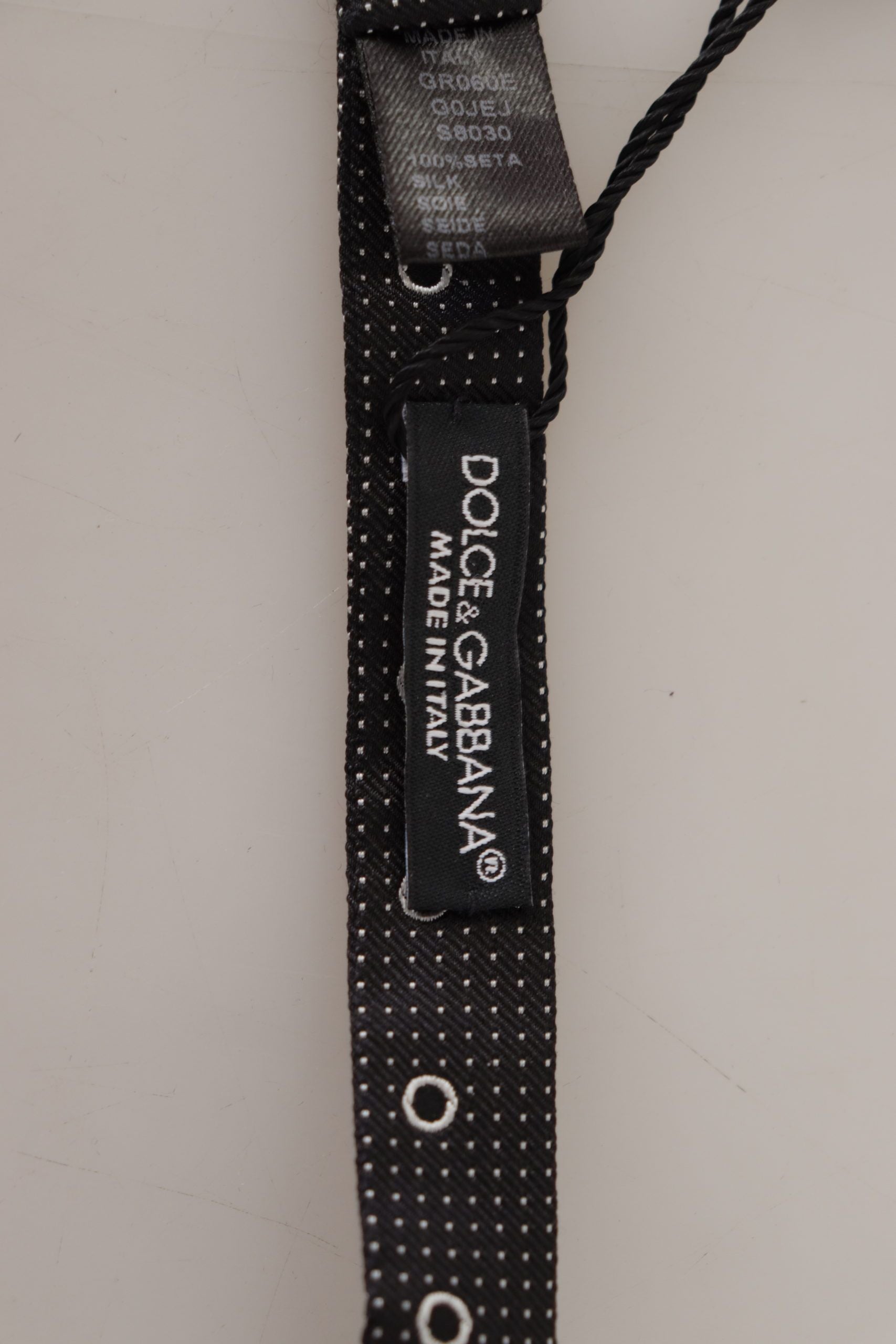 Dolce & Gabbana Dolce & Gabbana Black White Polka Dot 100% Silk Neck Papillon Men's Tie