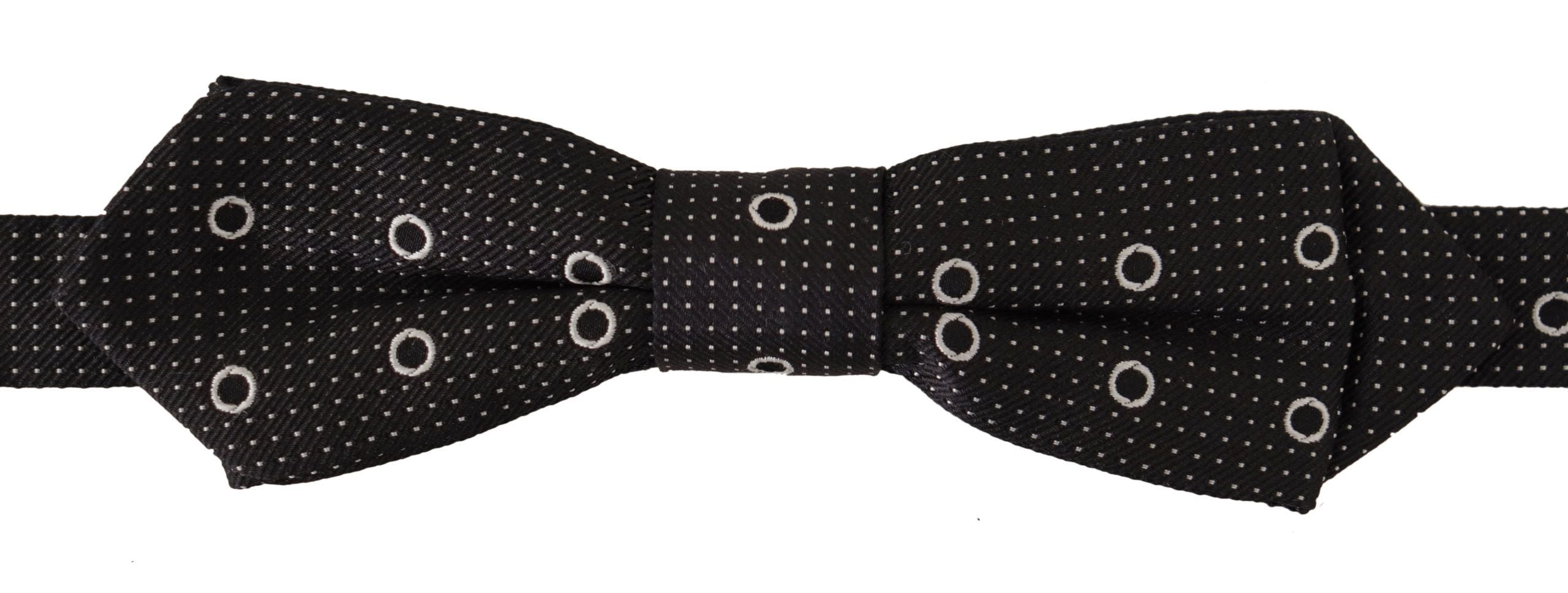 Dolce & Gabbana Dolce & Gabbana Black White Polka Dot 100% Silk Neck Papillon Men's Tie