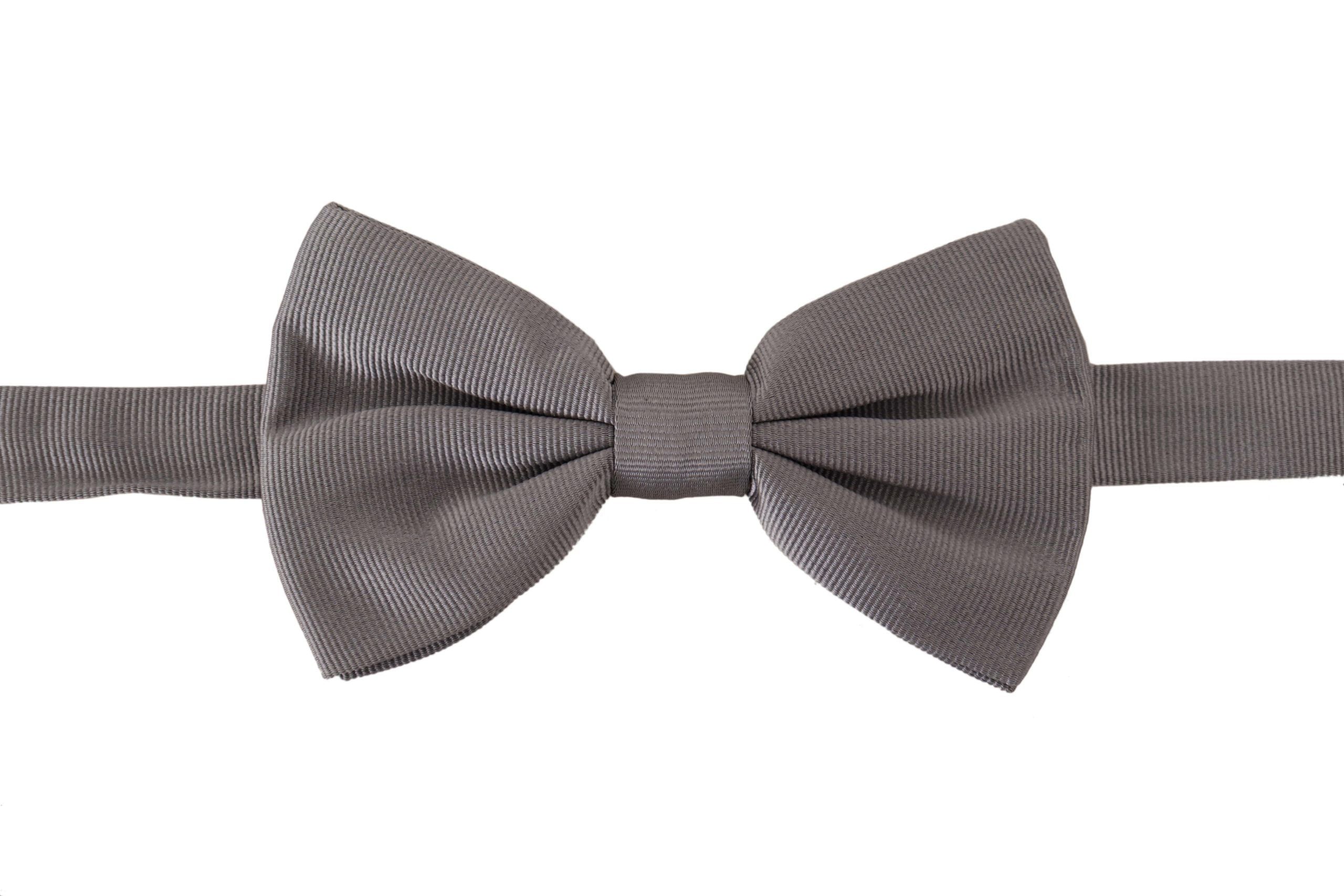 Dolce & Gabbana Dolce & Gabbana Gray 100% Silk Adjustable Neck Papillon Men's Tie