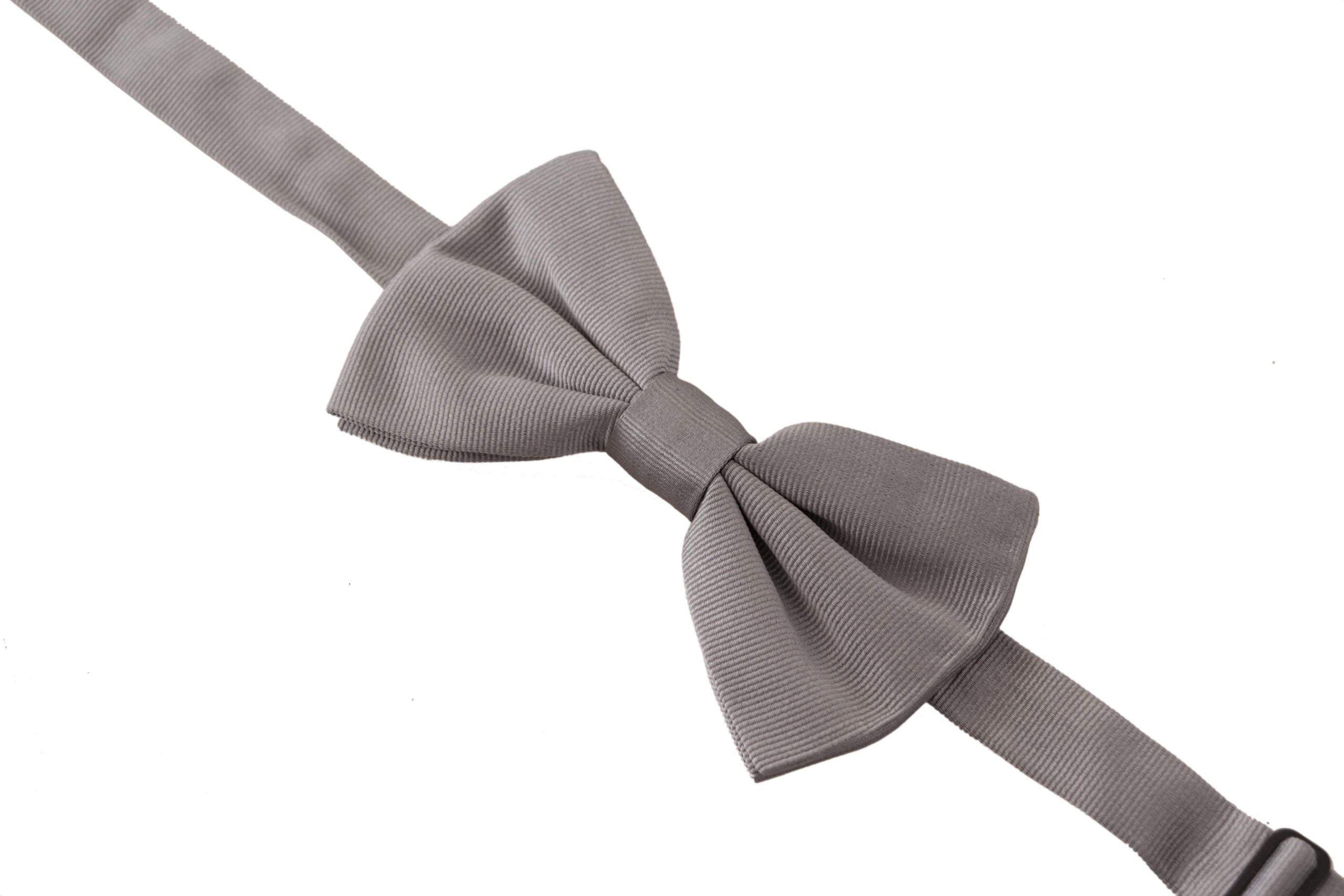 Dolce & Gabbana Dolce & Gabbana Gray 100% Silk Adjustable Neck Papillon Men's Tie