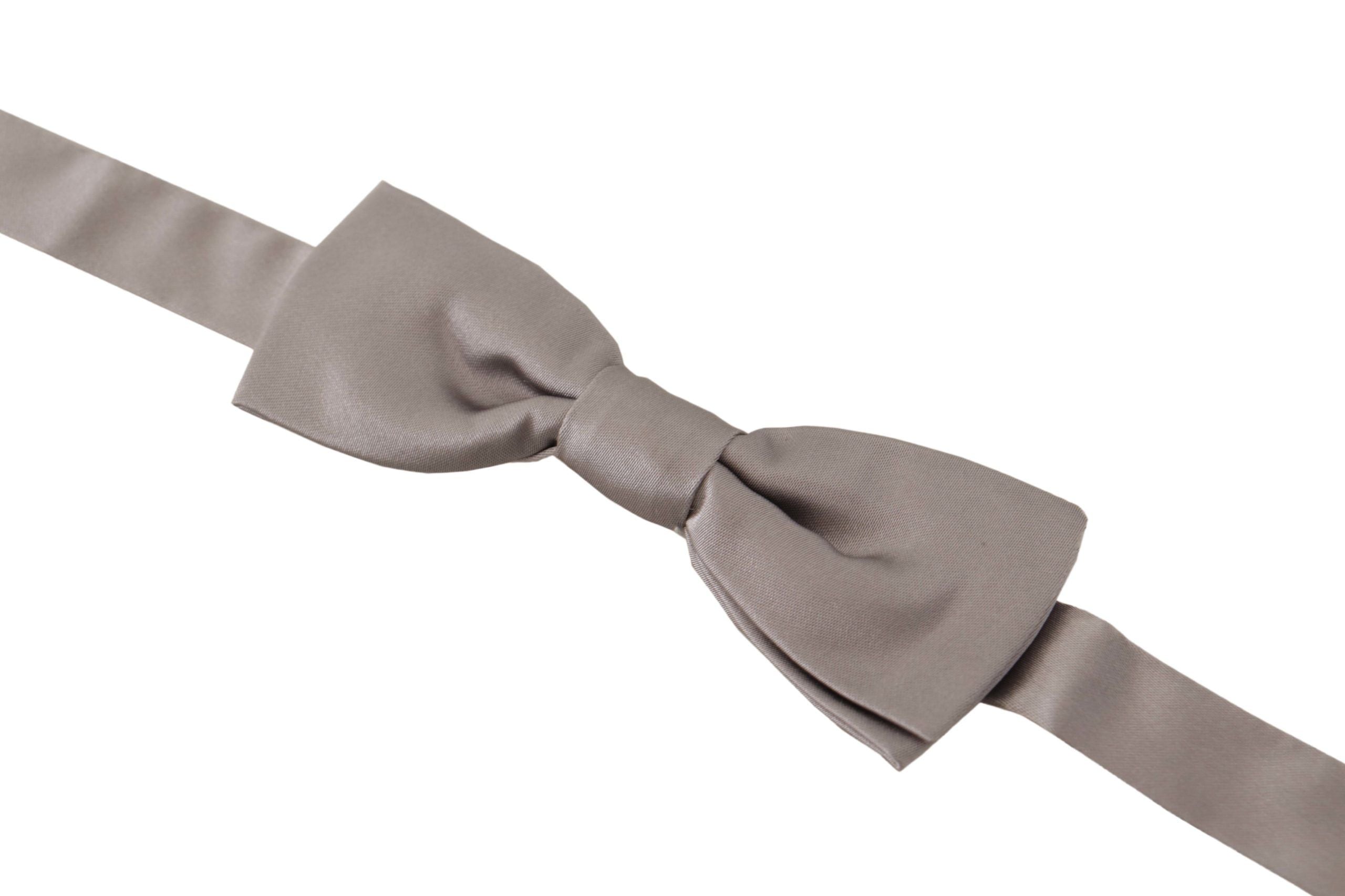 Dolce & Gabbana Dolce & Gabbana Silver 100% Silk Slim Adjustable Neck Papillon Men's Tie