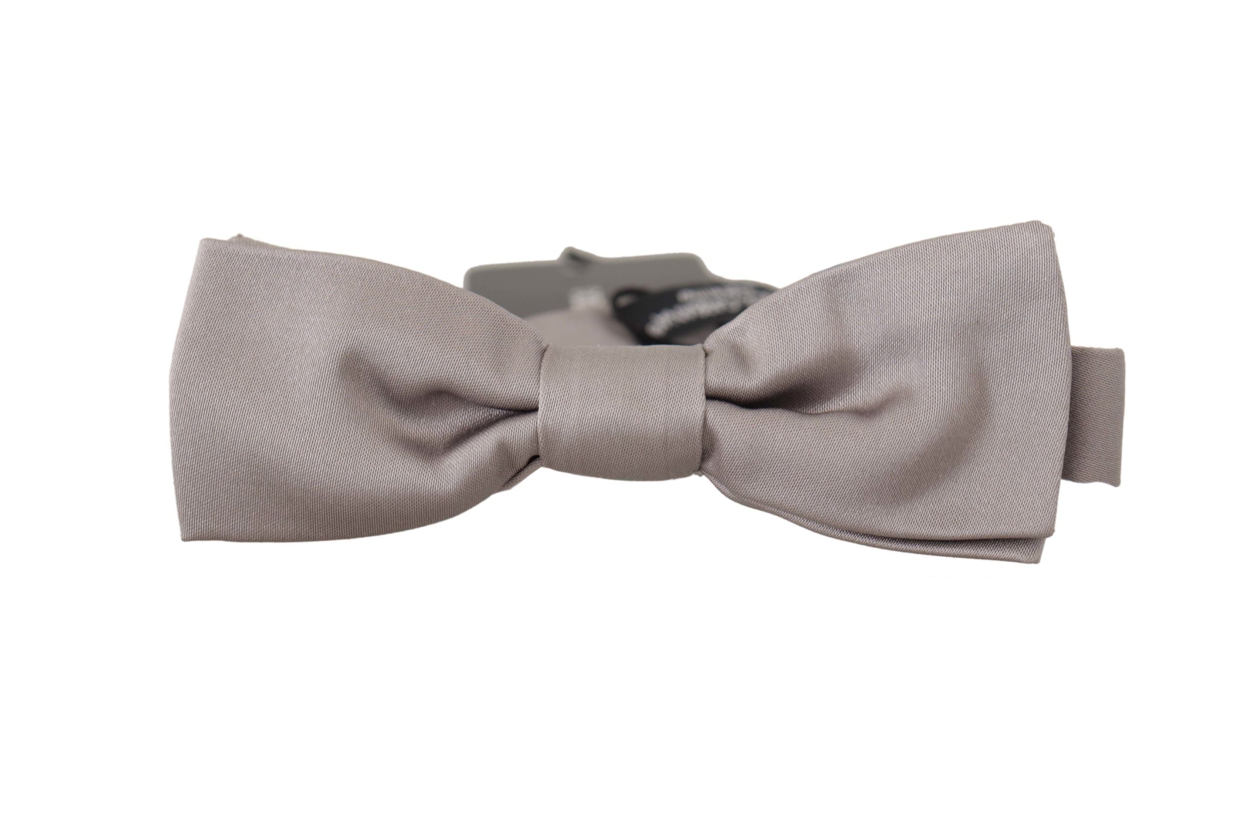 Dolce & Gabbana Dolce & Gabbana Silver 100% Silk Slim Adjustable Neck Papillon Men's Tie