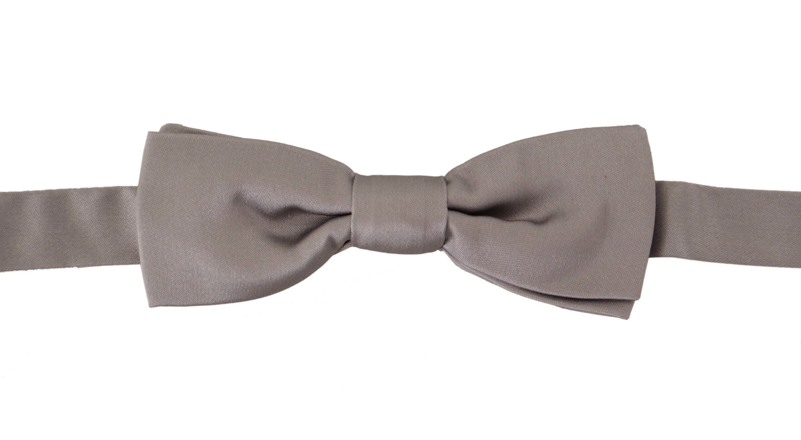 Dolce & Gabbana Dolce & Gabbana Silver 100% Silk Slim Adjustable Neck Papillon Men's Tie
