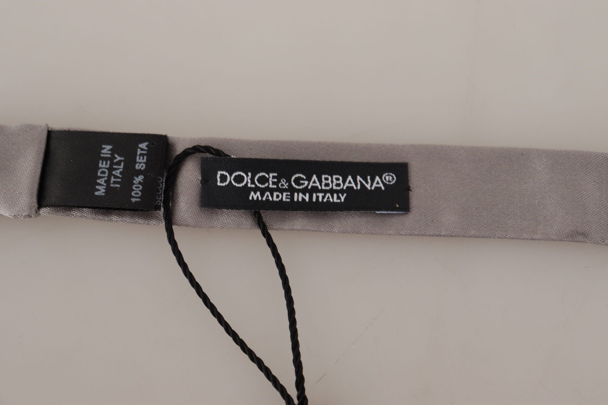 Dolce & Gabbana Dolce & Gabbana Silver 100% Silk Slim Adjustable Neck Papillon Men's Tie