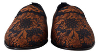 Dolce & Gabbana Blue Rust Floral Slippers Loafers Men's Shoes