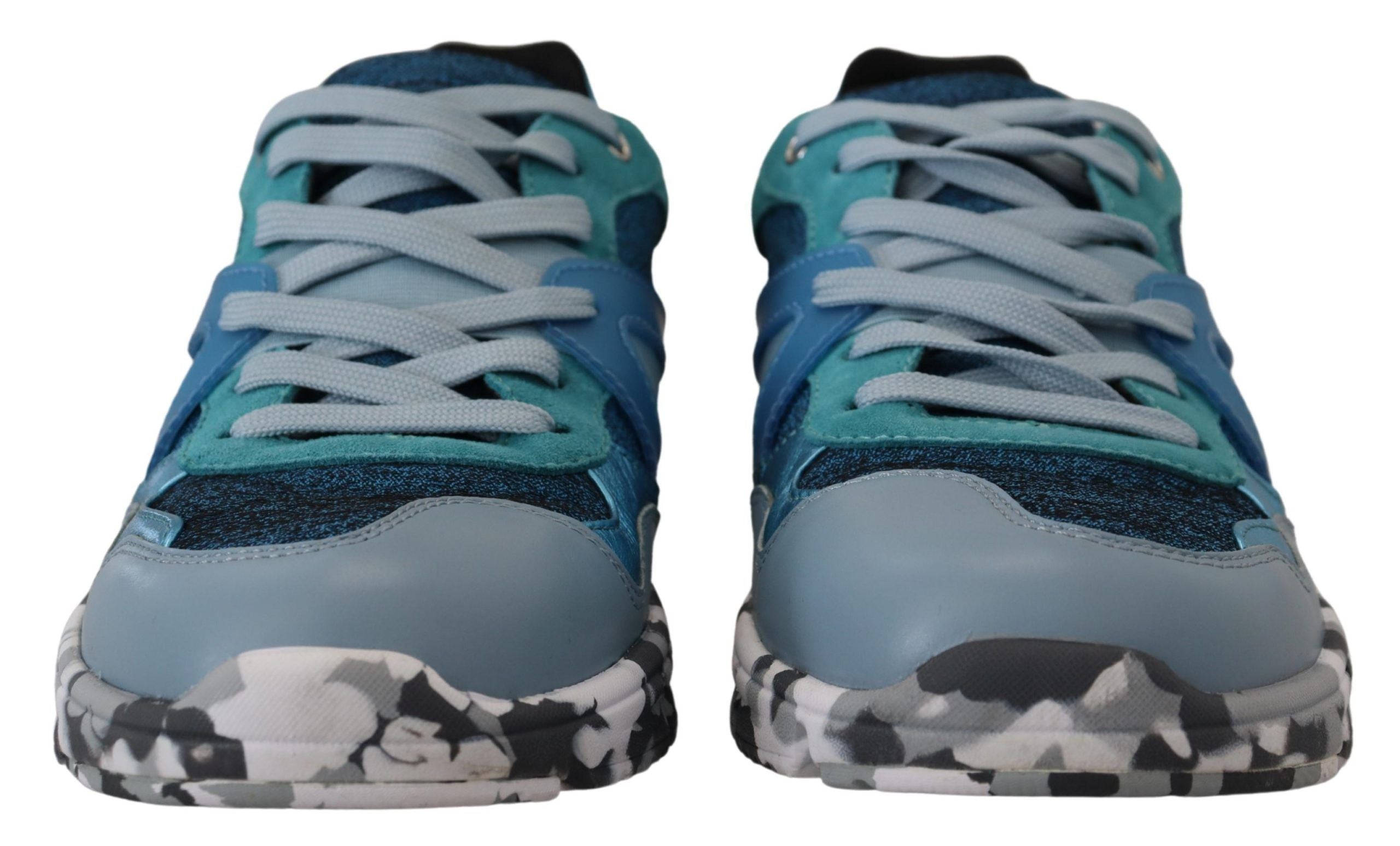 Dolce & Gabbana Dolce & Gabbana Blue Gray Leather Sport Low Top Men's Sneakers