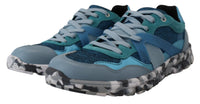 Dolce & Gabbana Dolce & Gabbana Blue Gray Leather Sport Low Top Men's Sneakers