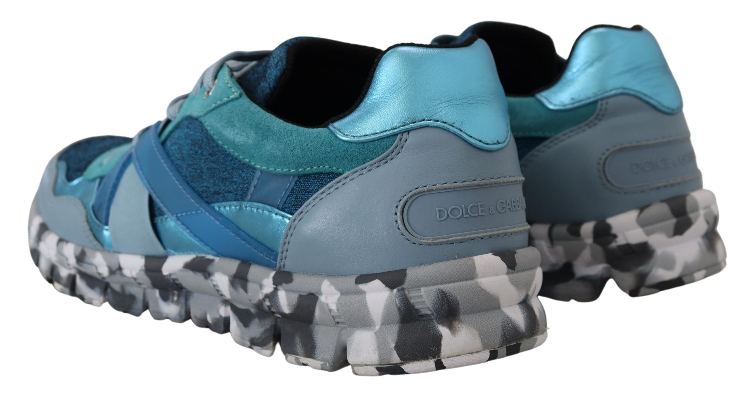 Dolce & Gabbana Dolce & Gabbana Blue Gray Leather Sport Low Top Men's Sneakers