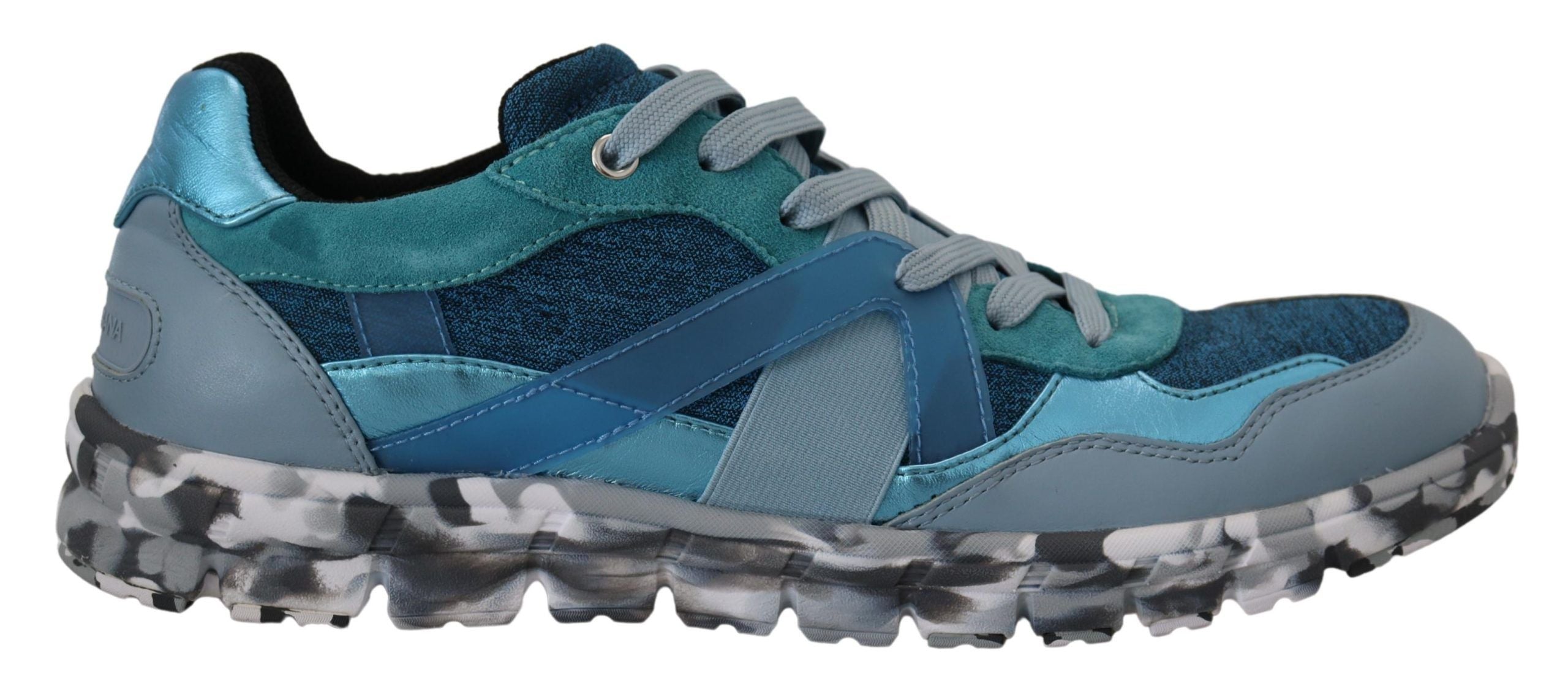 Dolce & Gabbana Dolce & Gabbana Blue Gray Leather Sport Low Top Men's Sneakers